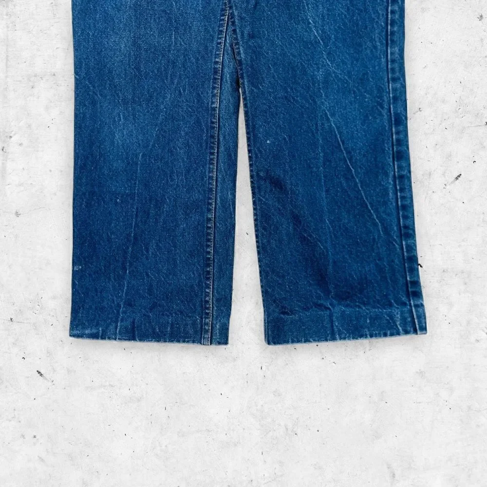Vtg 80s 90s Levi's 517 Orange Tab Crop Jeans, Made in USA, Dark, Crisp, 34 x 25